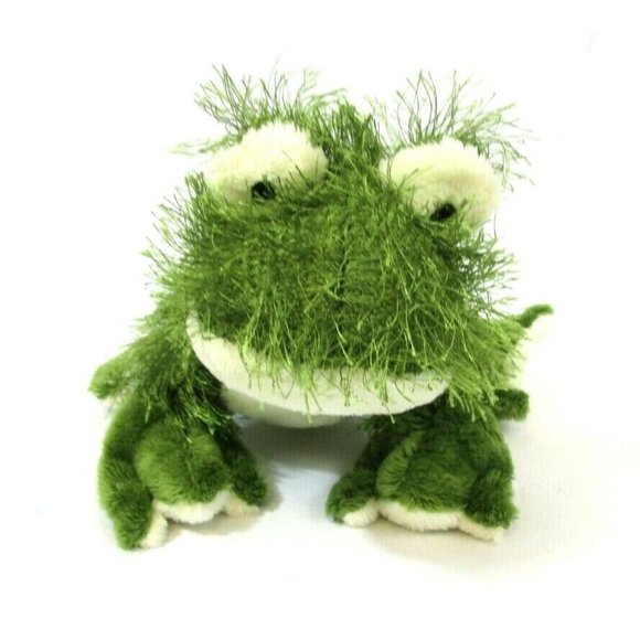 Ganz Webkinz Frog 8" Plush Fuzzy Long Hair Green Stuffed Animal EUC - Picture 1 of 11